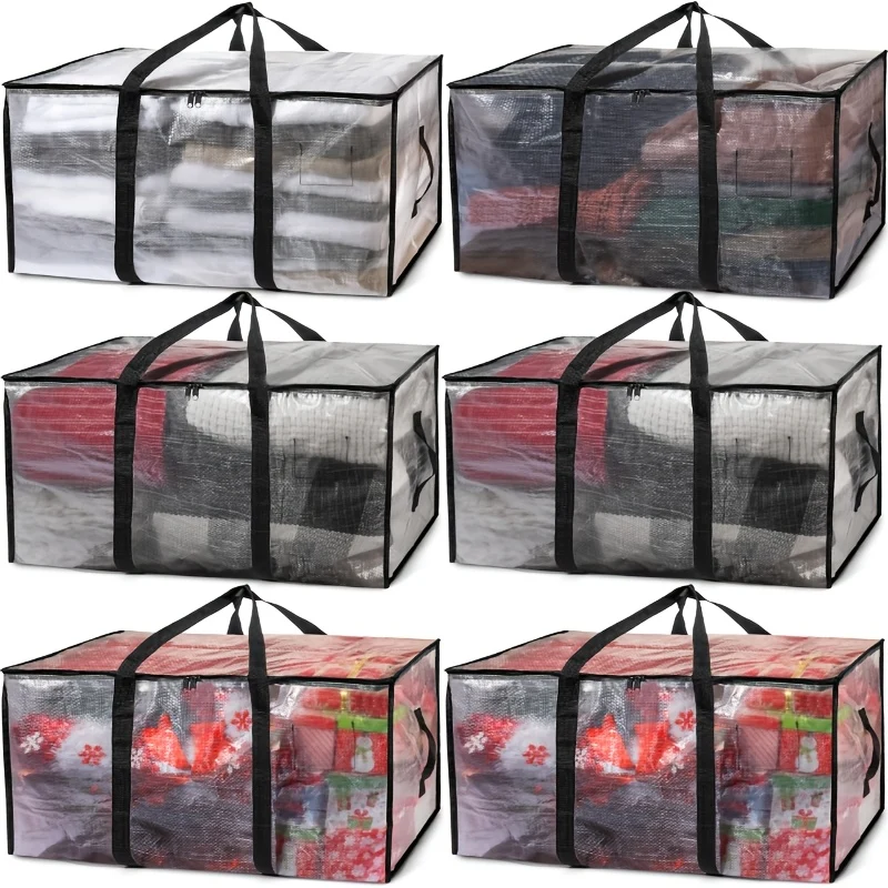 Set of 6 heavy-duty moving bags with backpack straps and flip-top lid