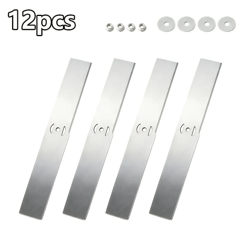 12-piece set of 7.87-inch rectangular lawn mower blades for rotary mowers