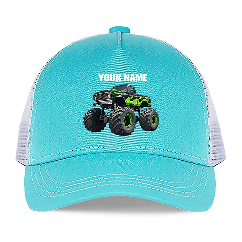 Lightweight flexible kids baseball cap with green truck design