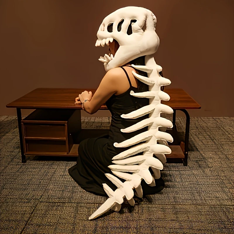 Dinosaur skeleton costume onesie with plush spine headband