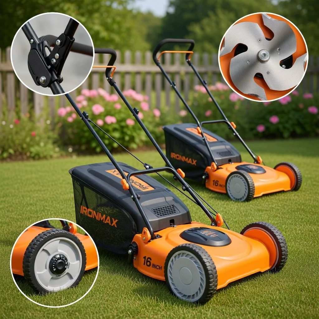 16-inch push lawn mower with manganese steel blades
