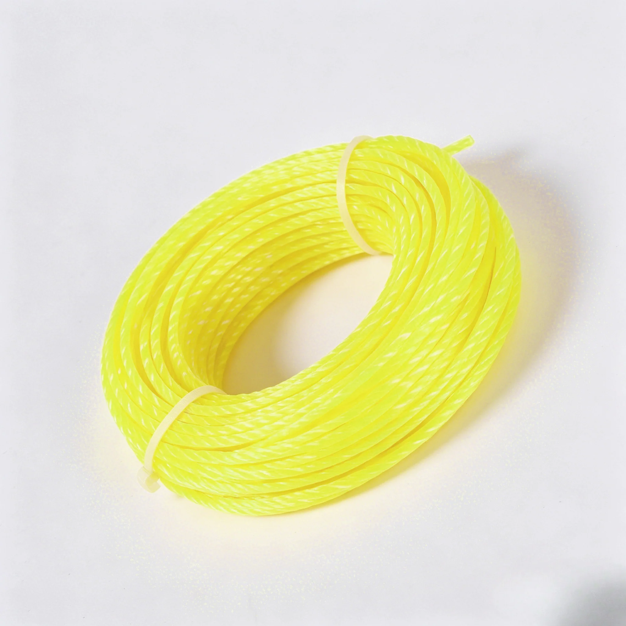 Yellow square braided lawn trimming line for edgers and string trimmers