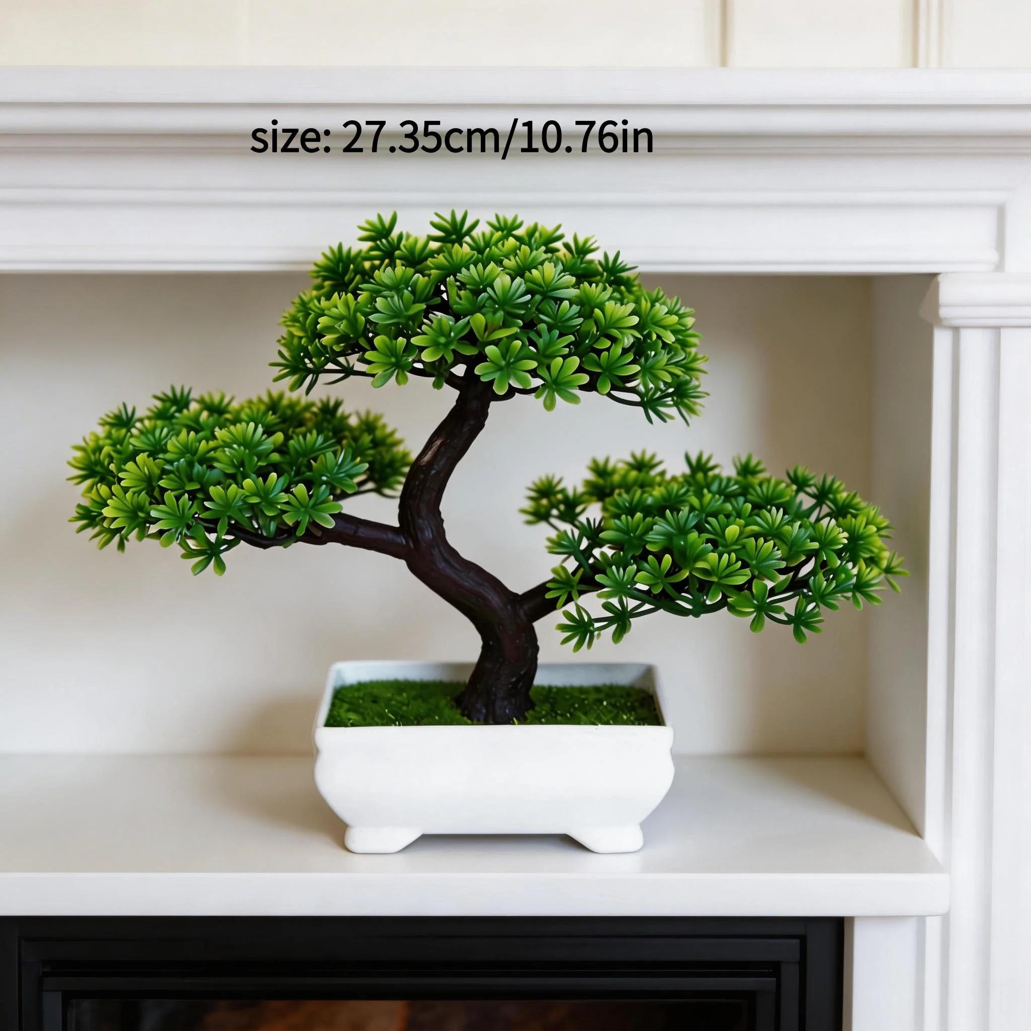 Large Artificial Pine Bonsai with White Planter for Desktop Decor