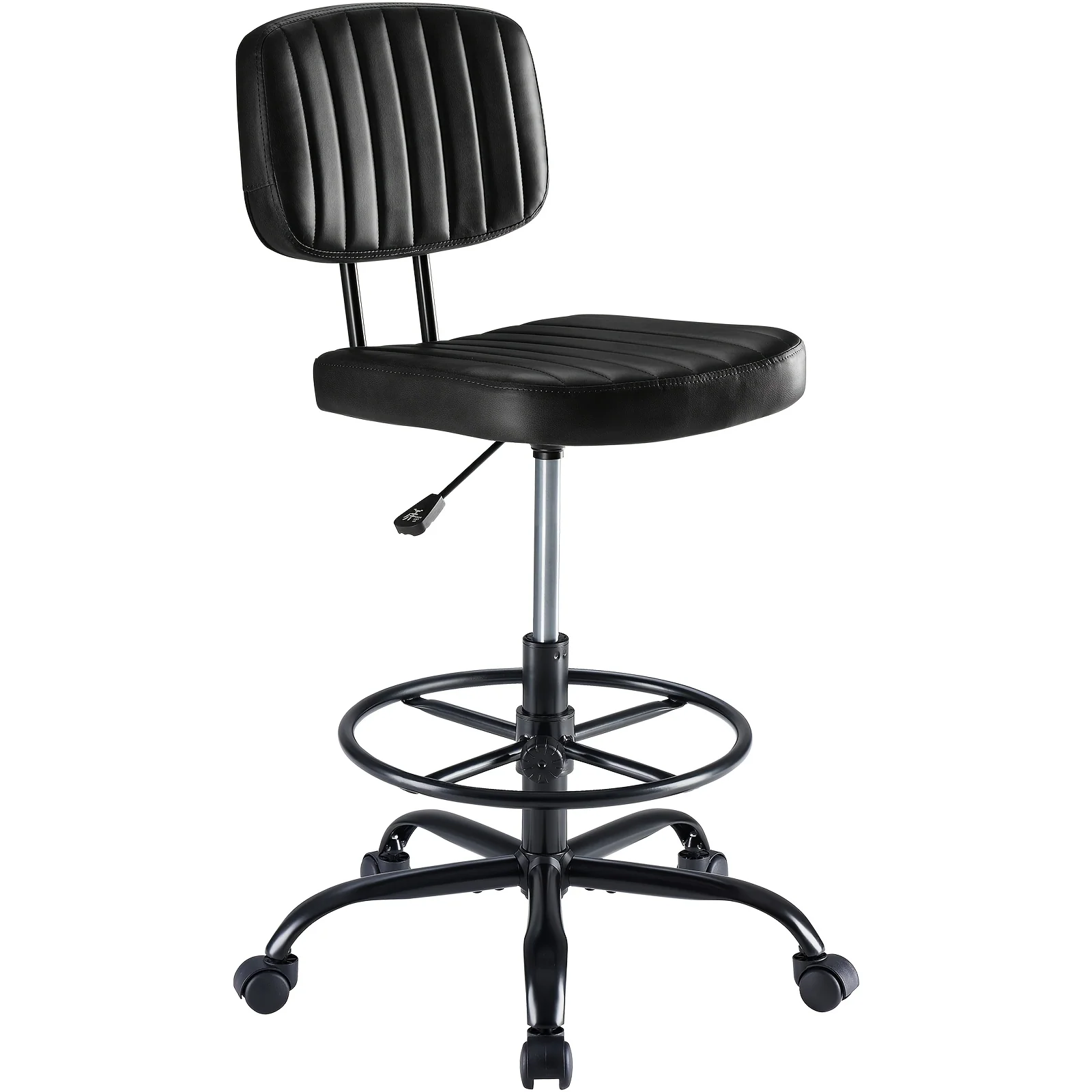 Low-Back Armless Drafting Chair with Adjustable Footrest Ring