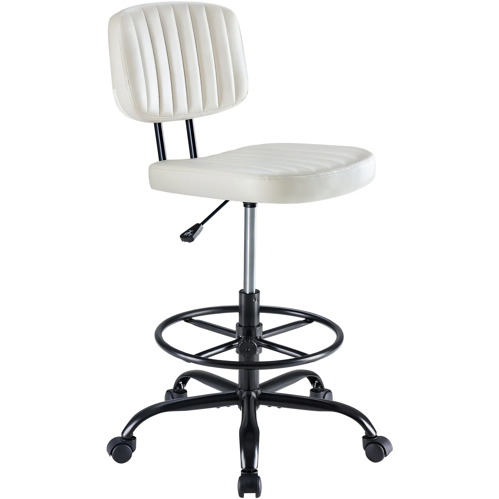 Low-Back Armless Drafting Chair with Adjustable Footrest Ring
