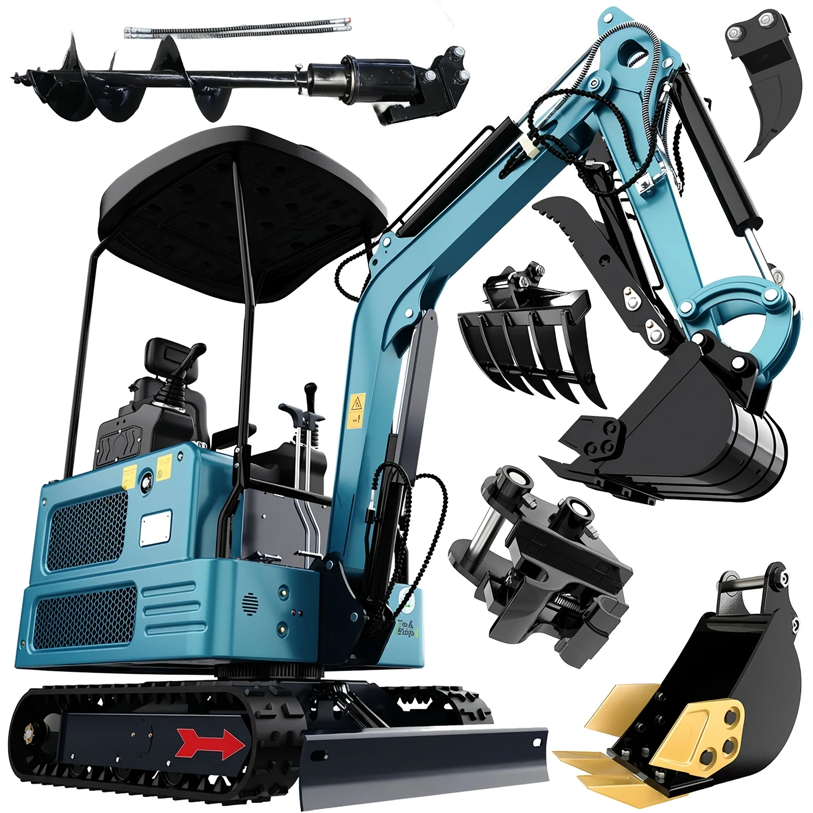 1.8 ton mini excavator with hydraulic thumb and diesel engine