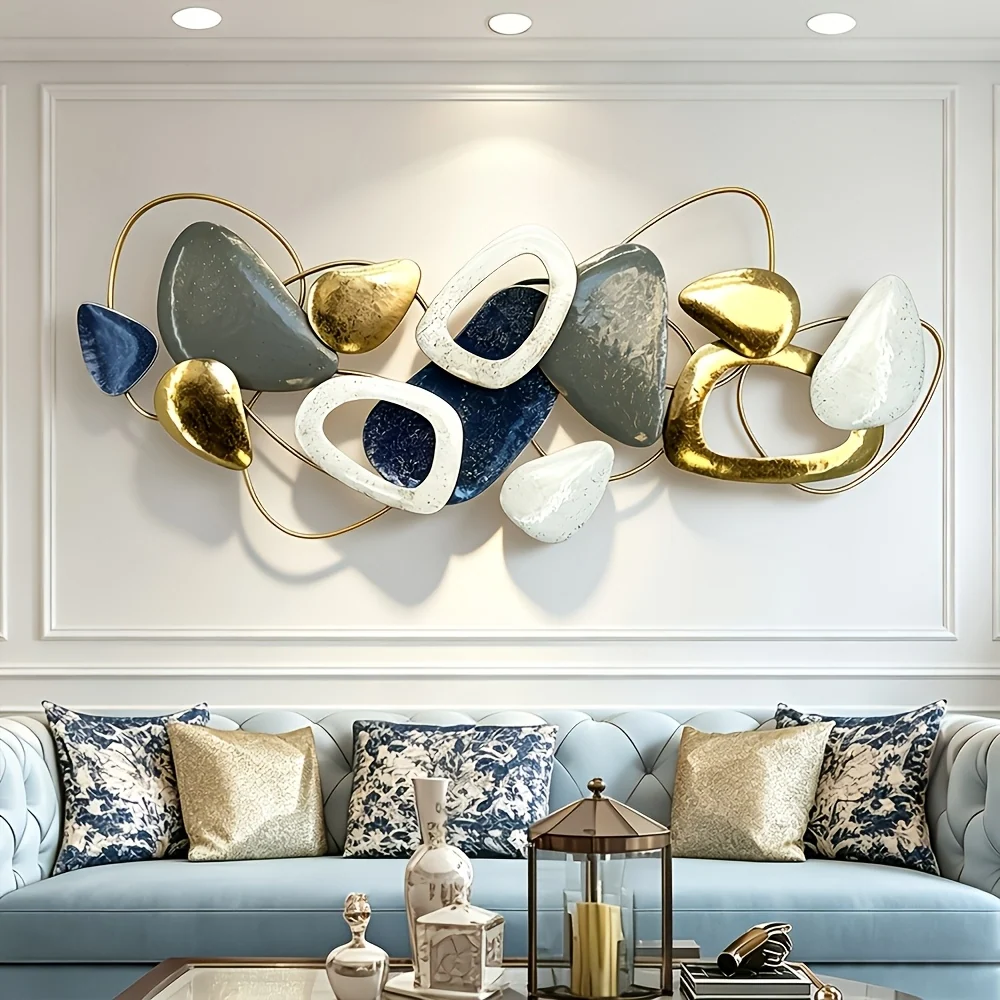 59 inch modern metal wall art pebble sculpture for home decor