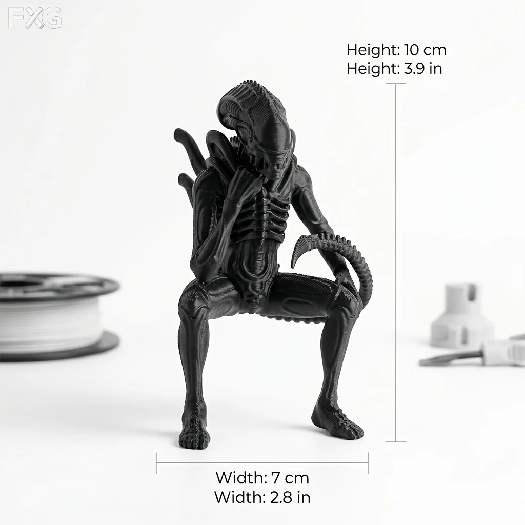 Dark Sci-Fi Decorative Ornament with Bio-Mechanical Design - Office Desk Accent