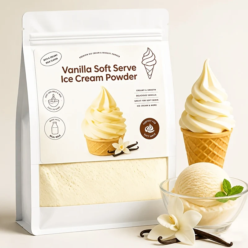 Vanilla Soft Serve Ice Cream Powder with Real Milk Base for Home & Commercial Machines