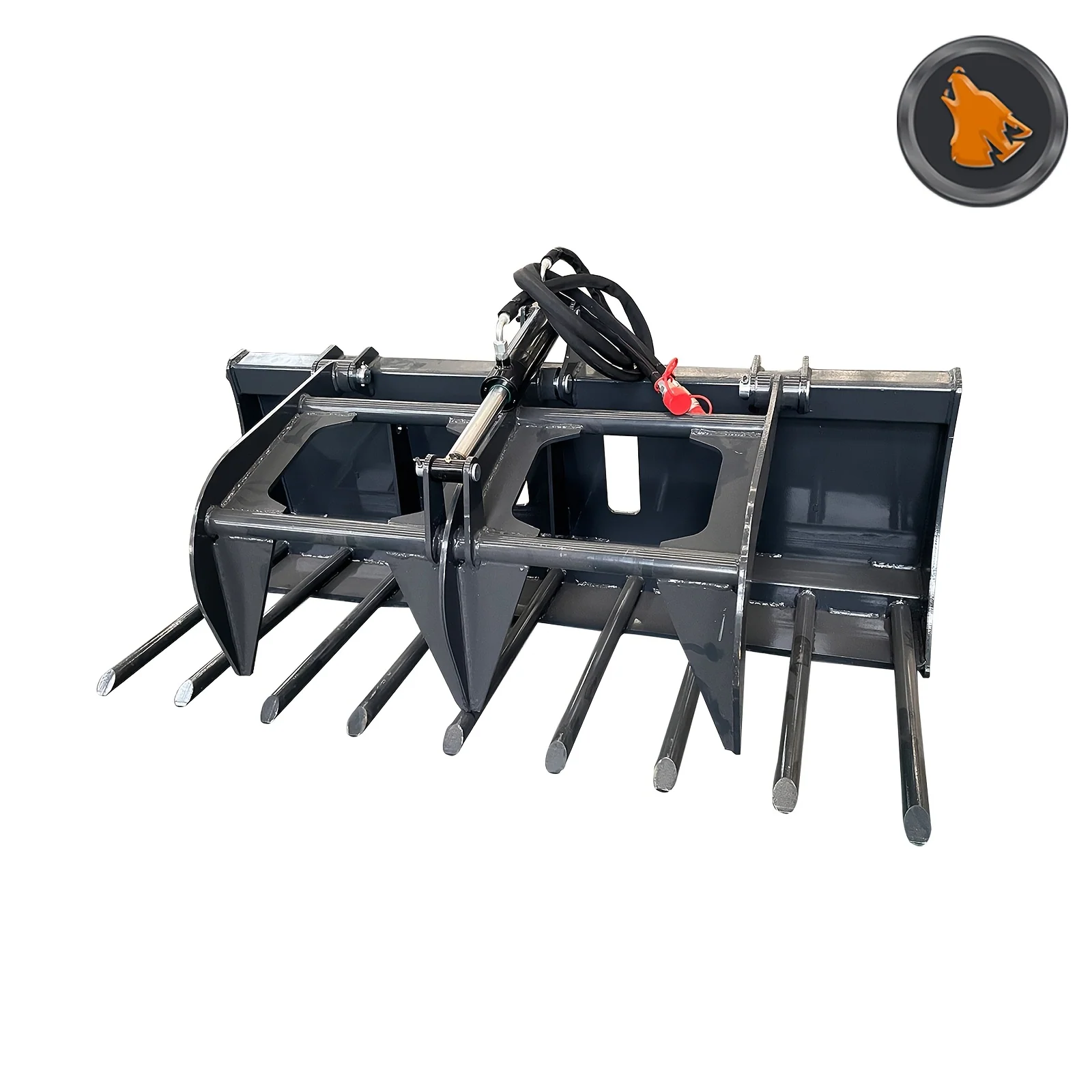 Compact steel skid steer root grapple for debris removal