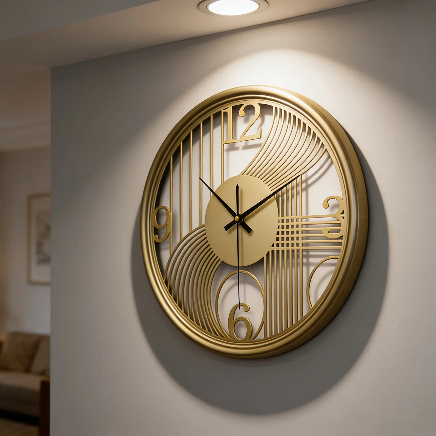40 cm (16 in) Iron 3D Wall Clock – Silent, Available in Black, Gold or Silver