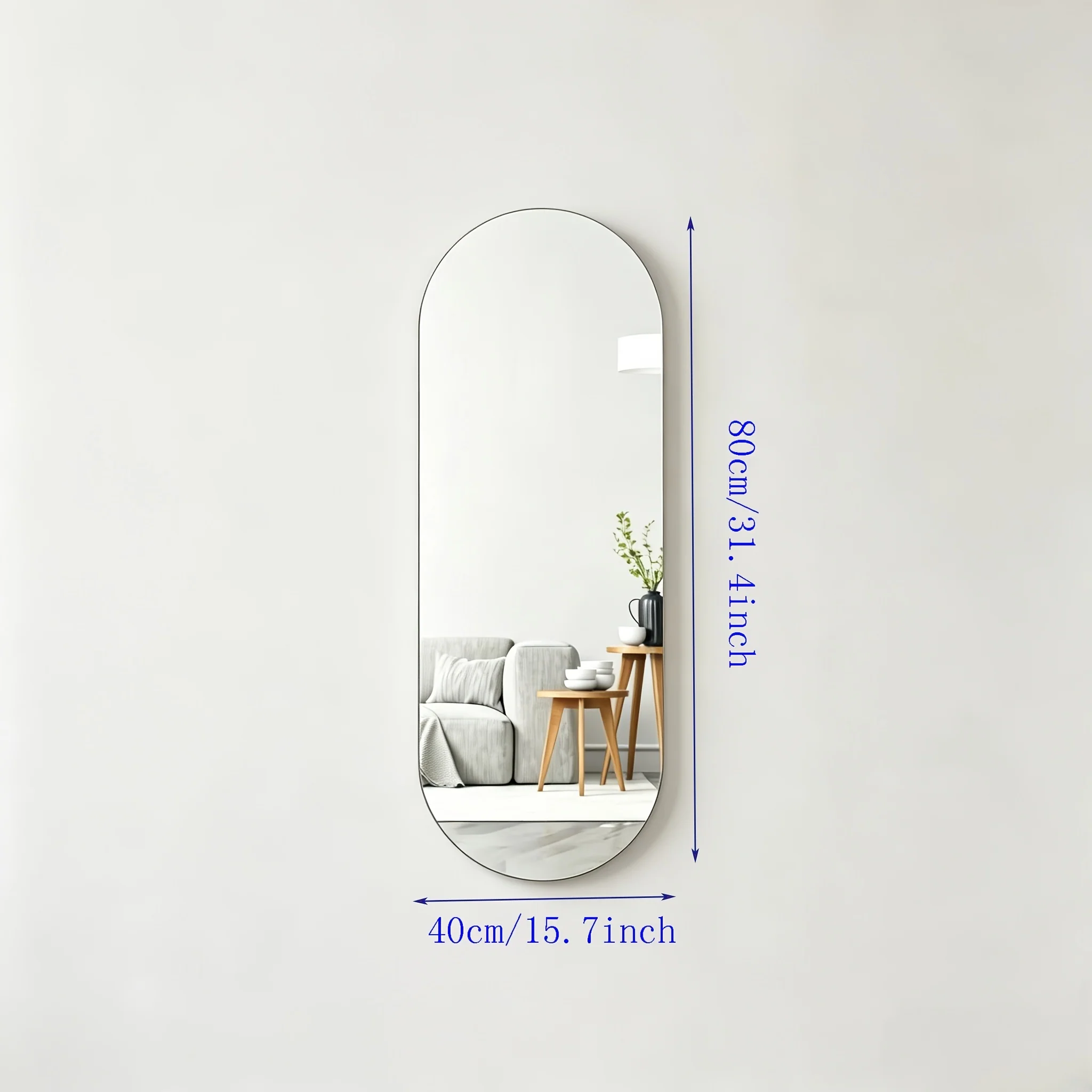 Self-adhesive acrylic full-length wall mirror for bedroom dressing areas