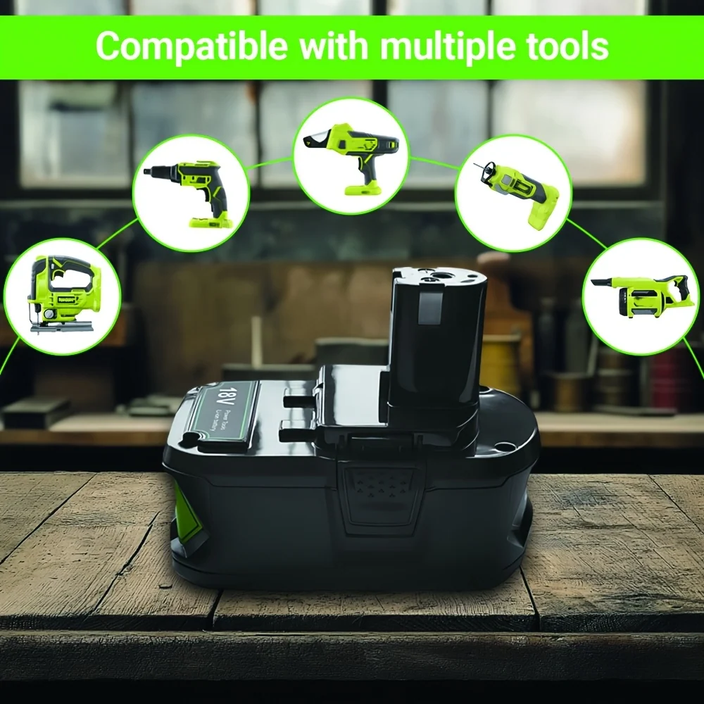 High-Capacity 8.0Ah Lithium-Ion Replacement Battery - Universal Fit for 18V Power Tools