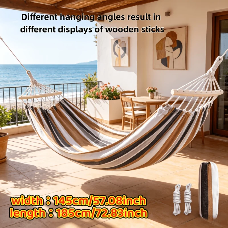 Oversized patio hammock with support pole and storage bag