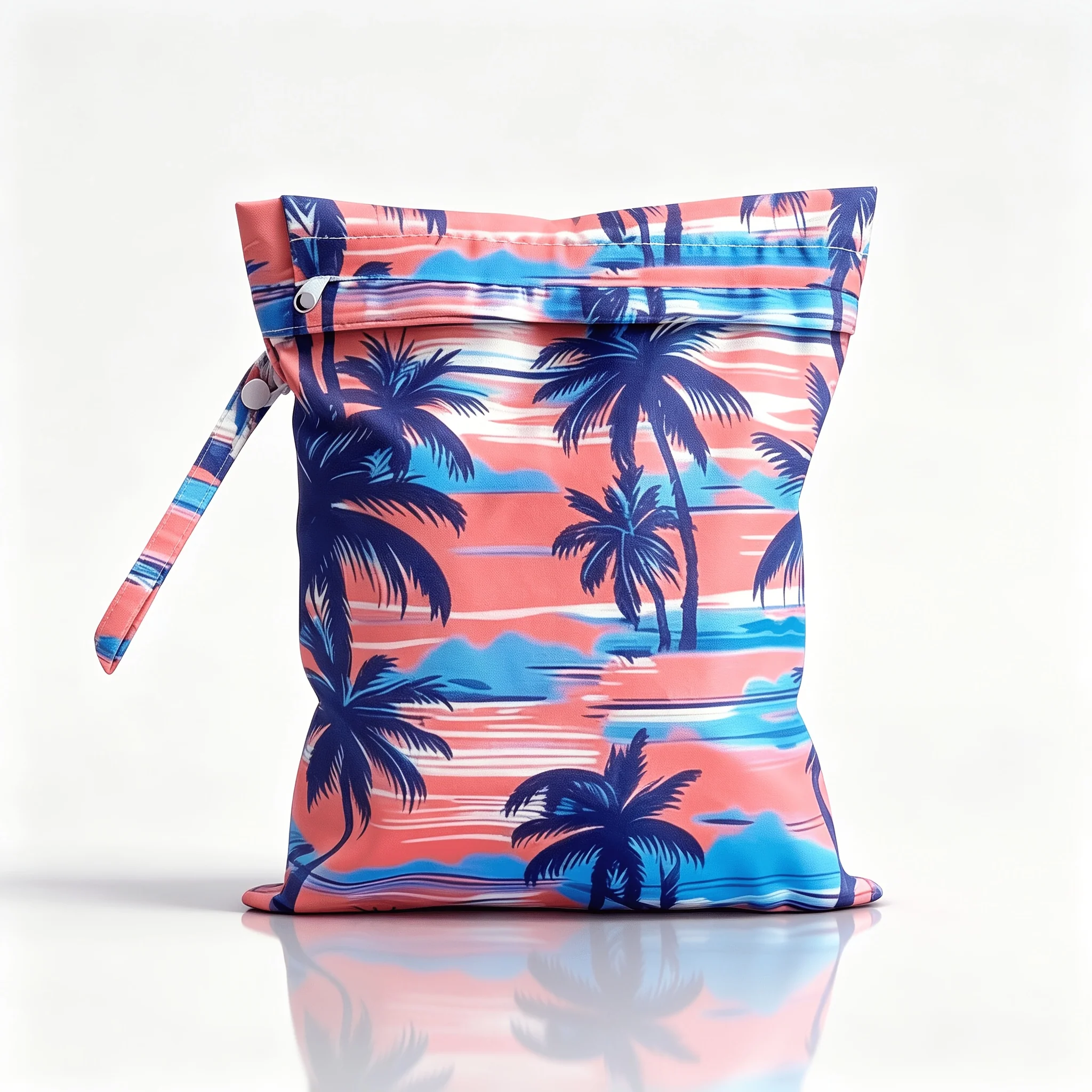 Tropical print reusable waterproof storage bag for swimwear and travel accessories