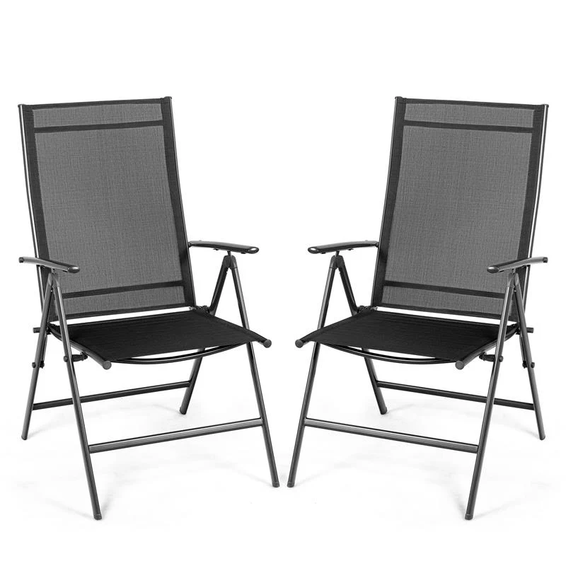 Set of 2 adjustable folding patio chairs for outdoor dining