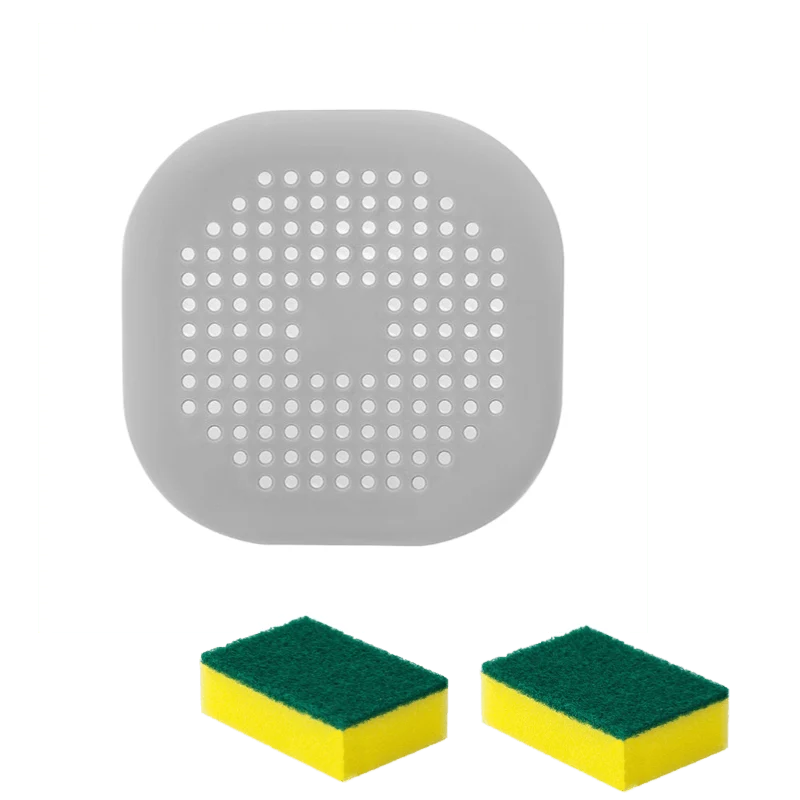 3-Piece Bathtub and Shower Drain Filter Set with Anti-Clogging Sponge