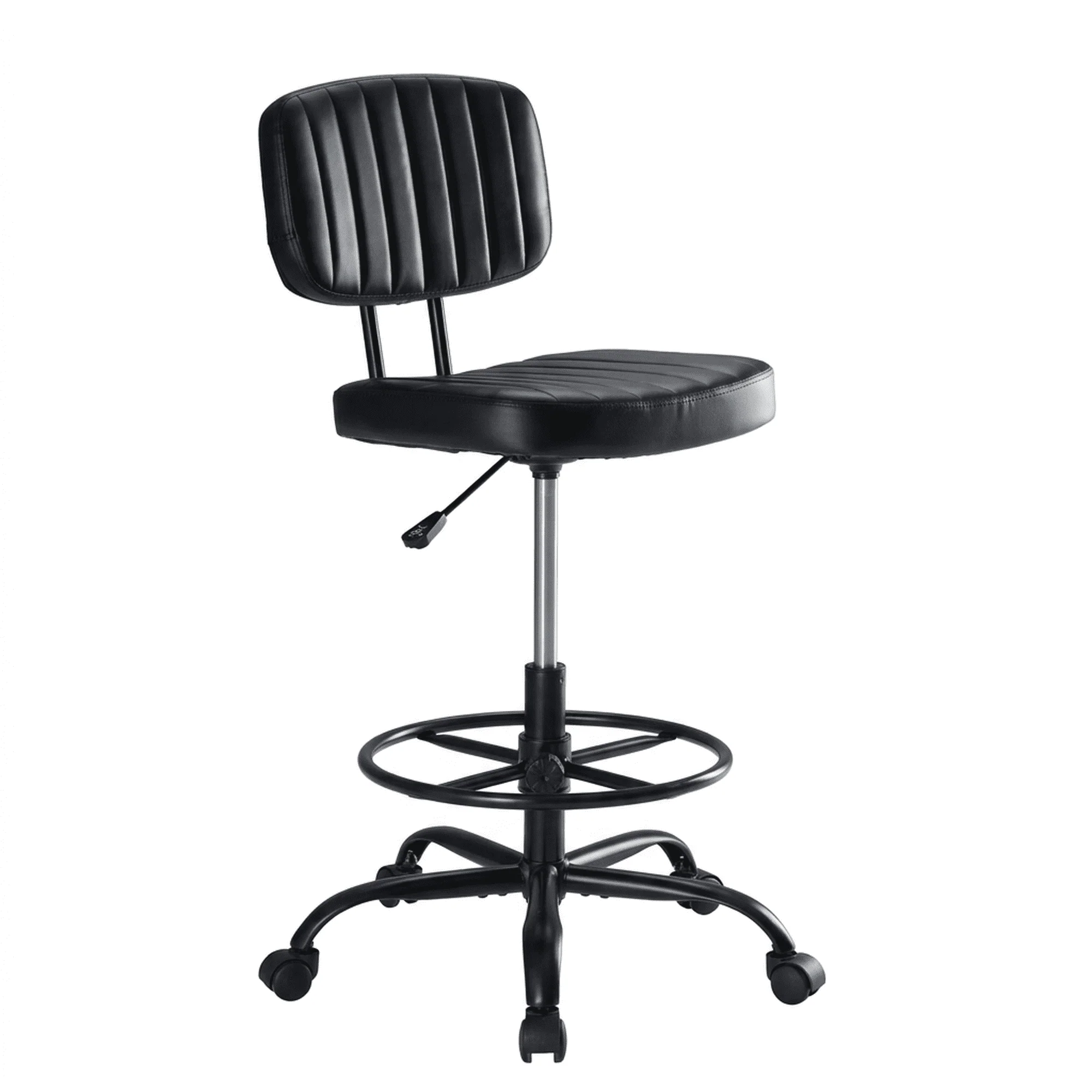 Adjustable Ergonomic Drafting Chair with Swivel Base and Footrest Ring