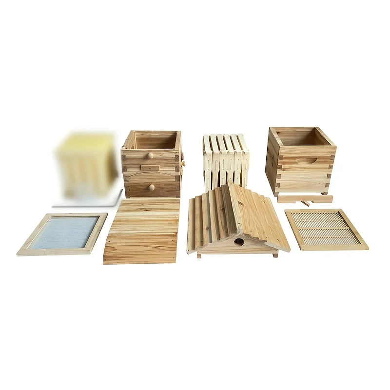 Small wooden beehive with beeswax coating and 10 frames for compact setups