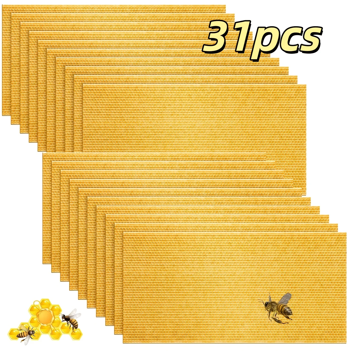 31 Pack Beeswax-Coated Foundation Sheets for Deep Hive Frames