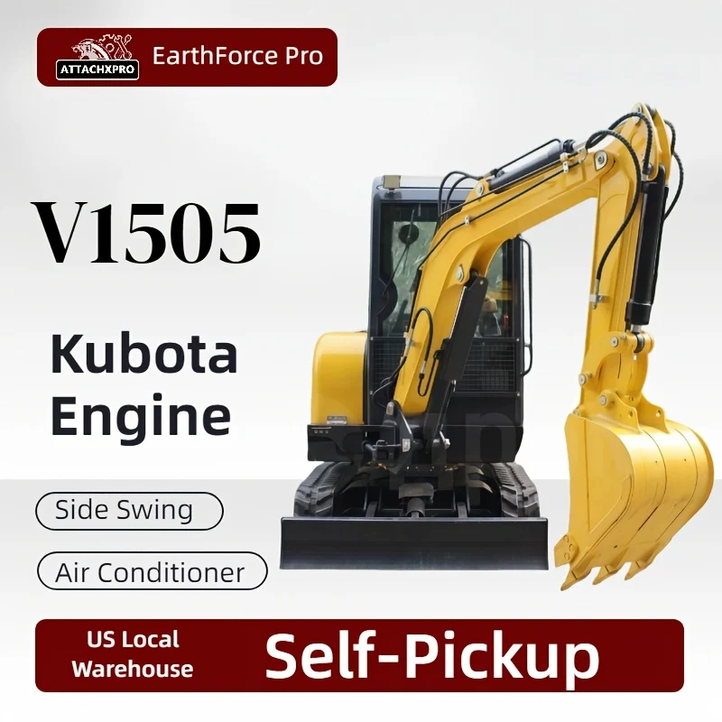 3.5-ton tracked mini excavator with Kubota diesel engine and premium cab