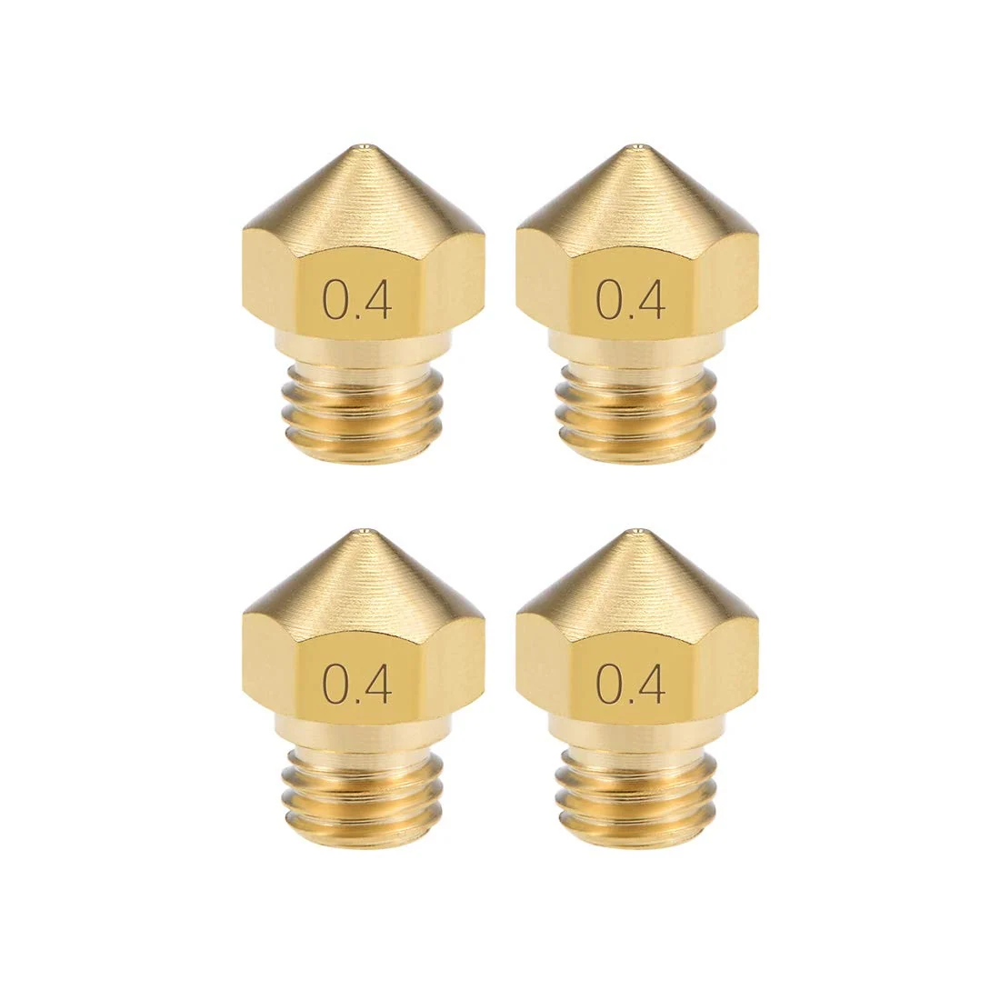 Replacement 3D Printer Nozzles, 0.4 mm Diameter, M7 Thread, Pack of 4