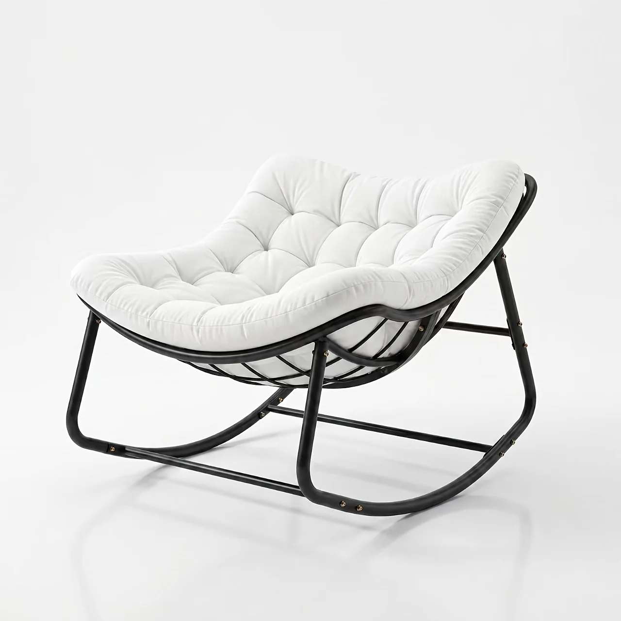 Ergonomic egg-shaped rocking chair with thick cushion for indoor and outdoor use
