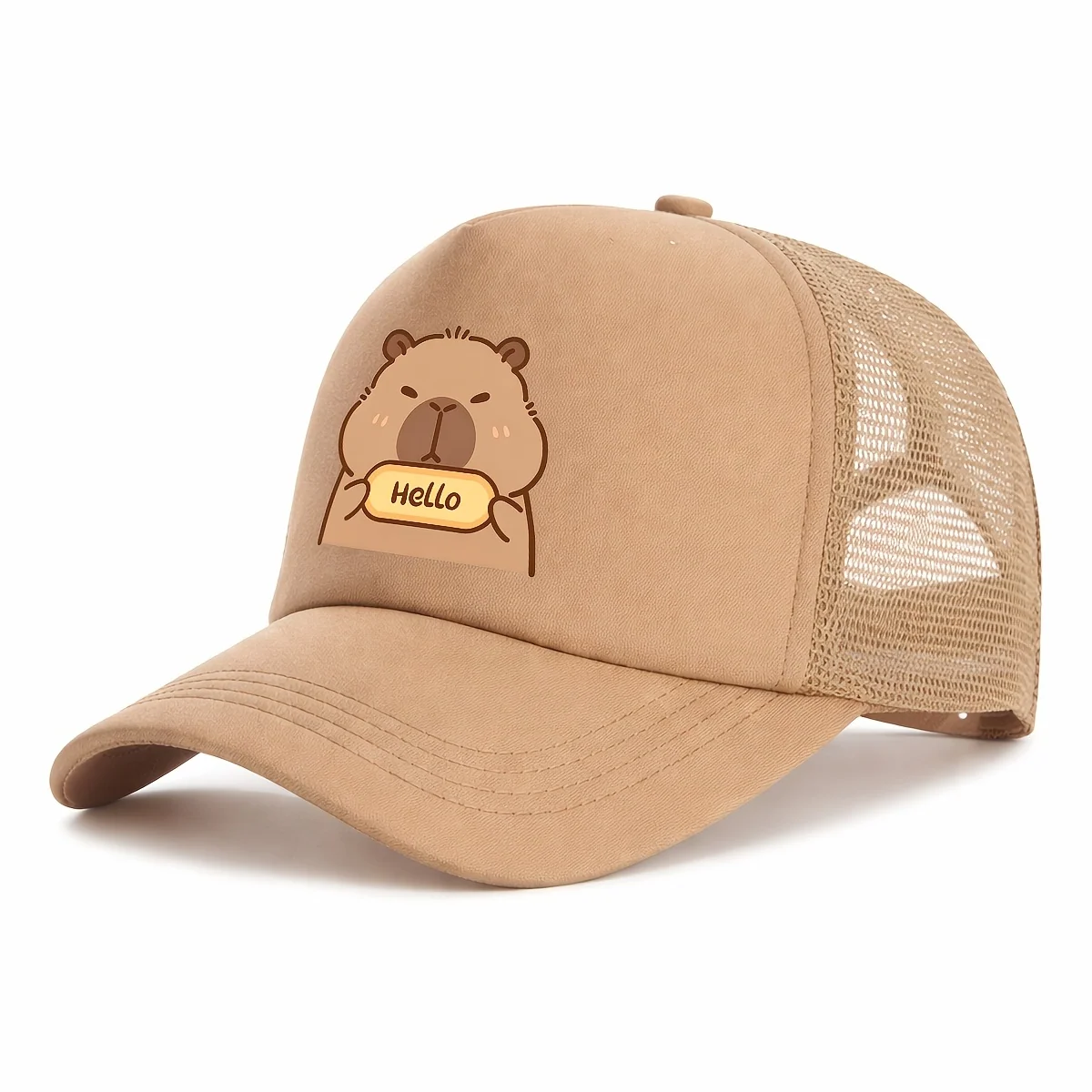 Kids' cartoon otter sun cap with breathable mesh fabric
