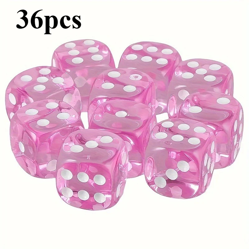 Set of 36 Pink 16 mm Gaming Dice – Board Game Accessories