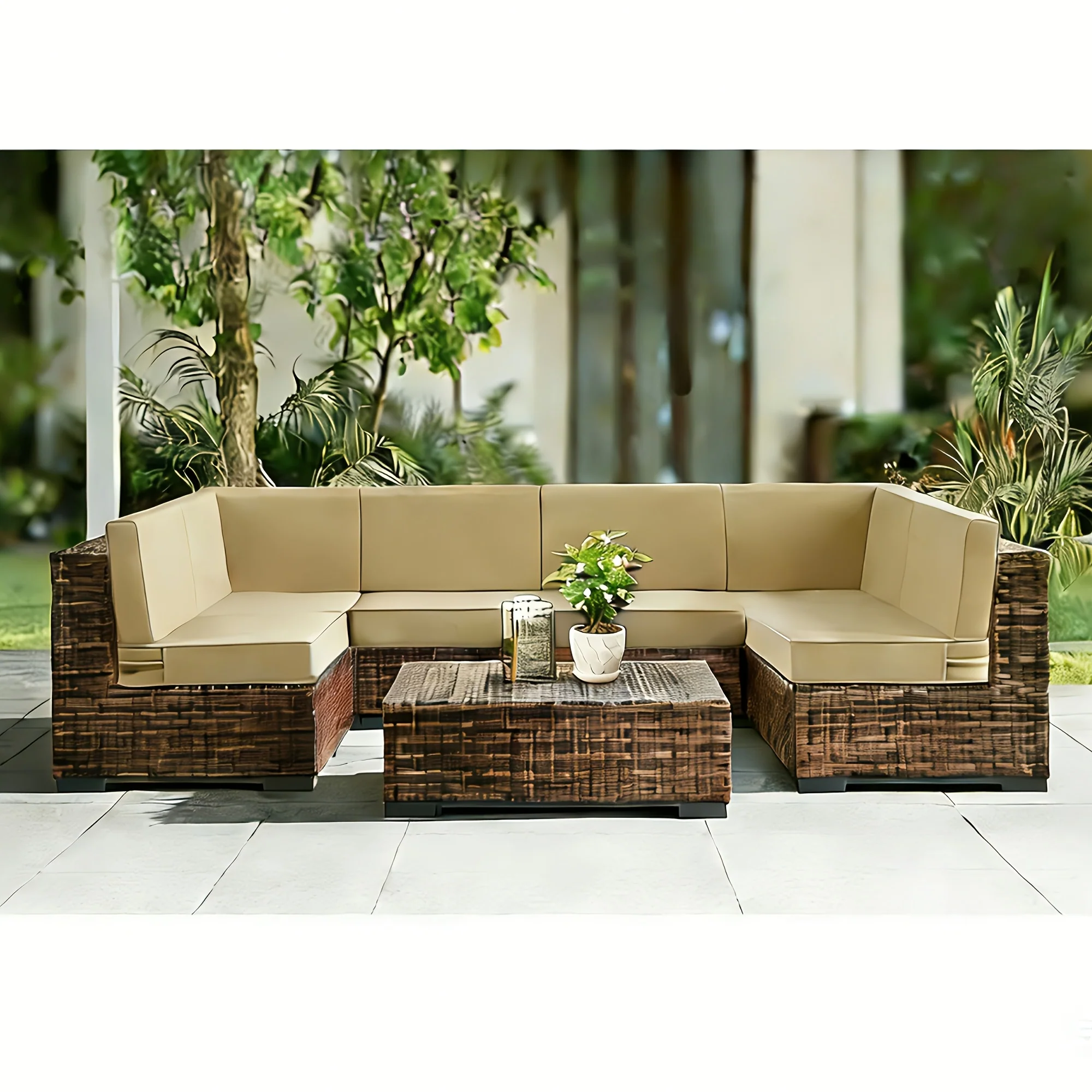 14-Piece Waterproof Outdoor Cushion Set for Sectional Patio Furniture