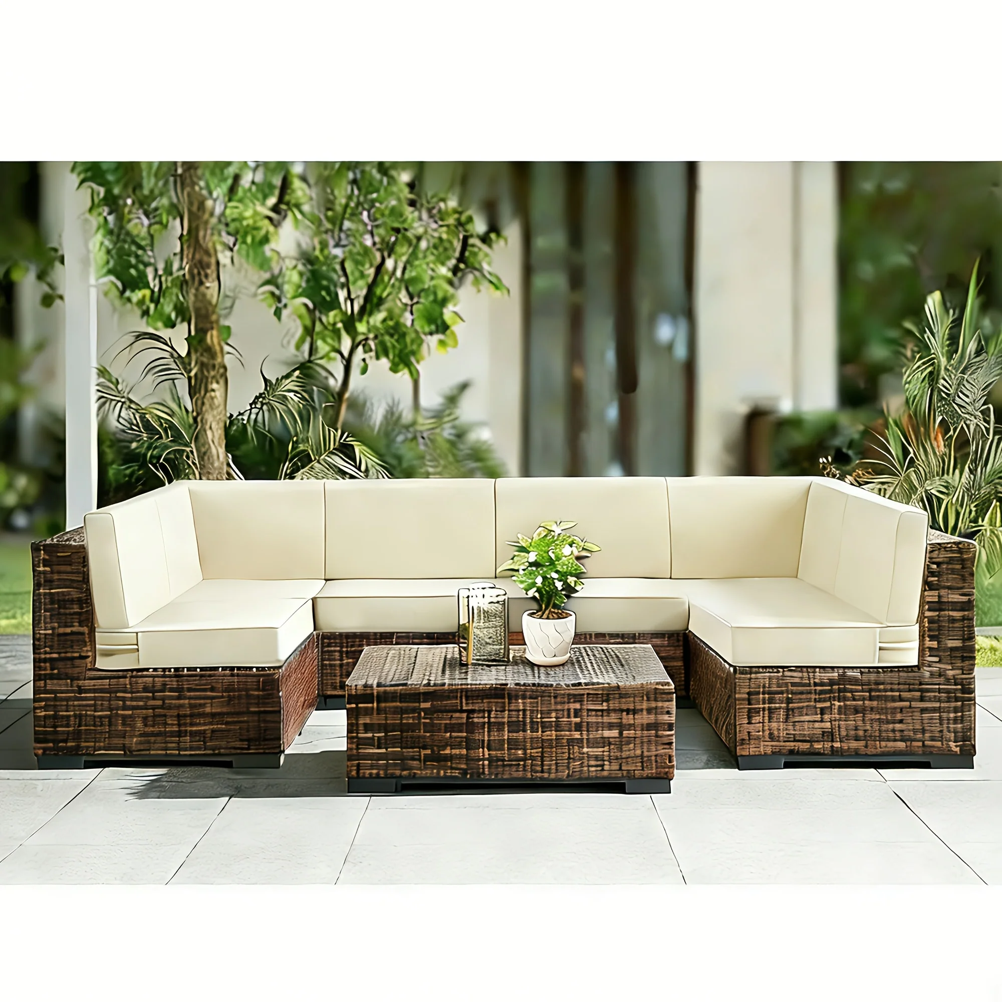 14-Piece Waterproof Outdoor Cushion Set for Sectional Patio Furniture