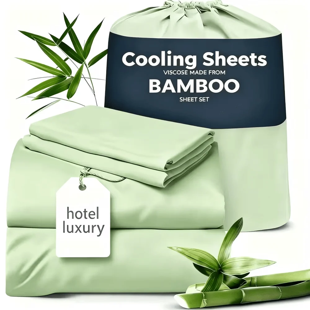 Cooling bamboo fiber sheet set with extra-deep pockets in 4 sizes