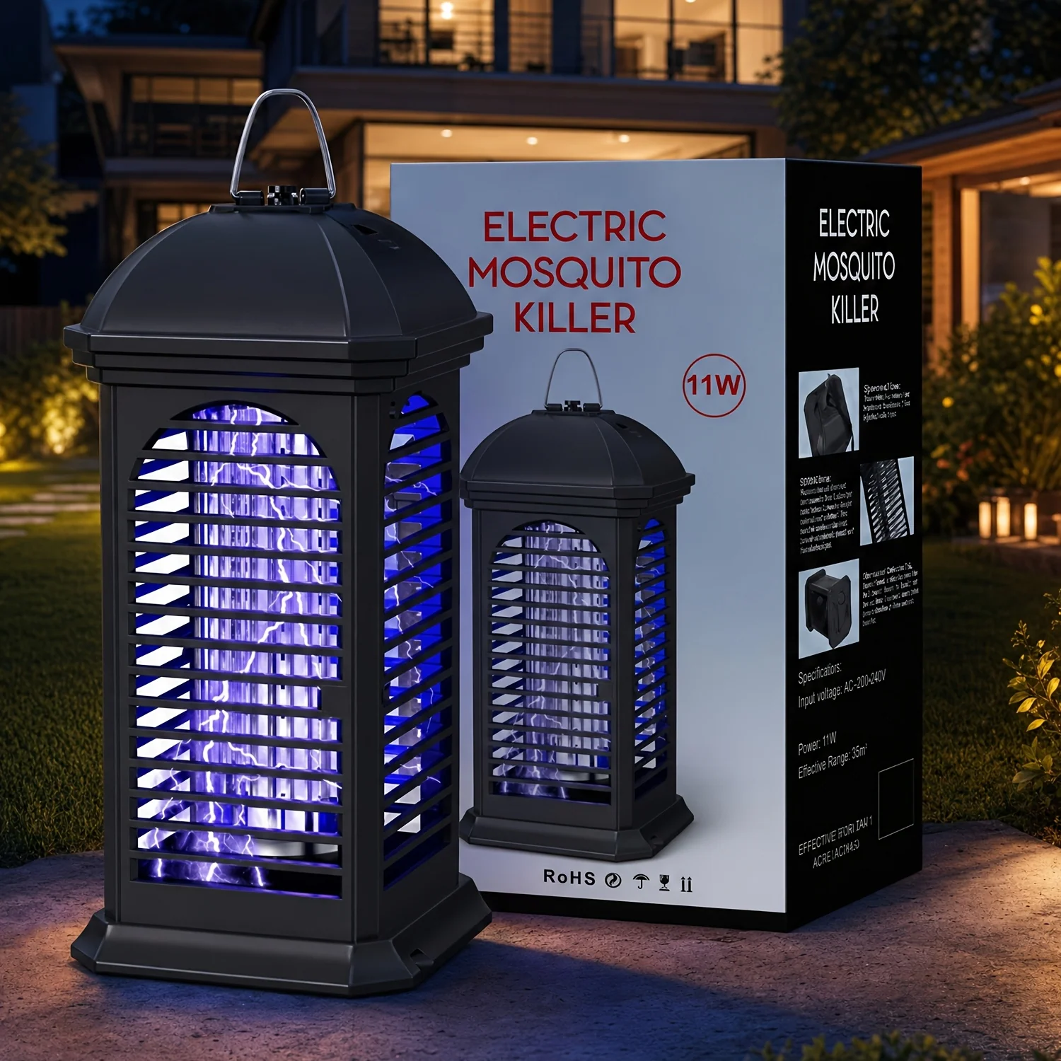 1100V High-Voltage Indoor Bug Zapper with UV Light, Fly & Gnat Trap for Kitchen and Bedroom