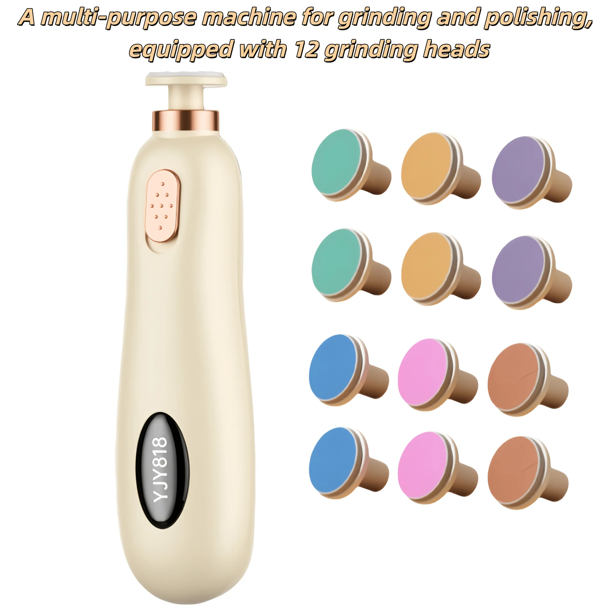 13-Piece Electric Nail Polishing and Trimming Kit with 12 Heads