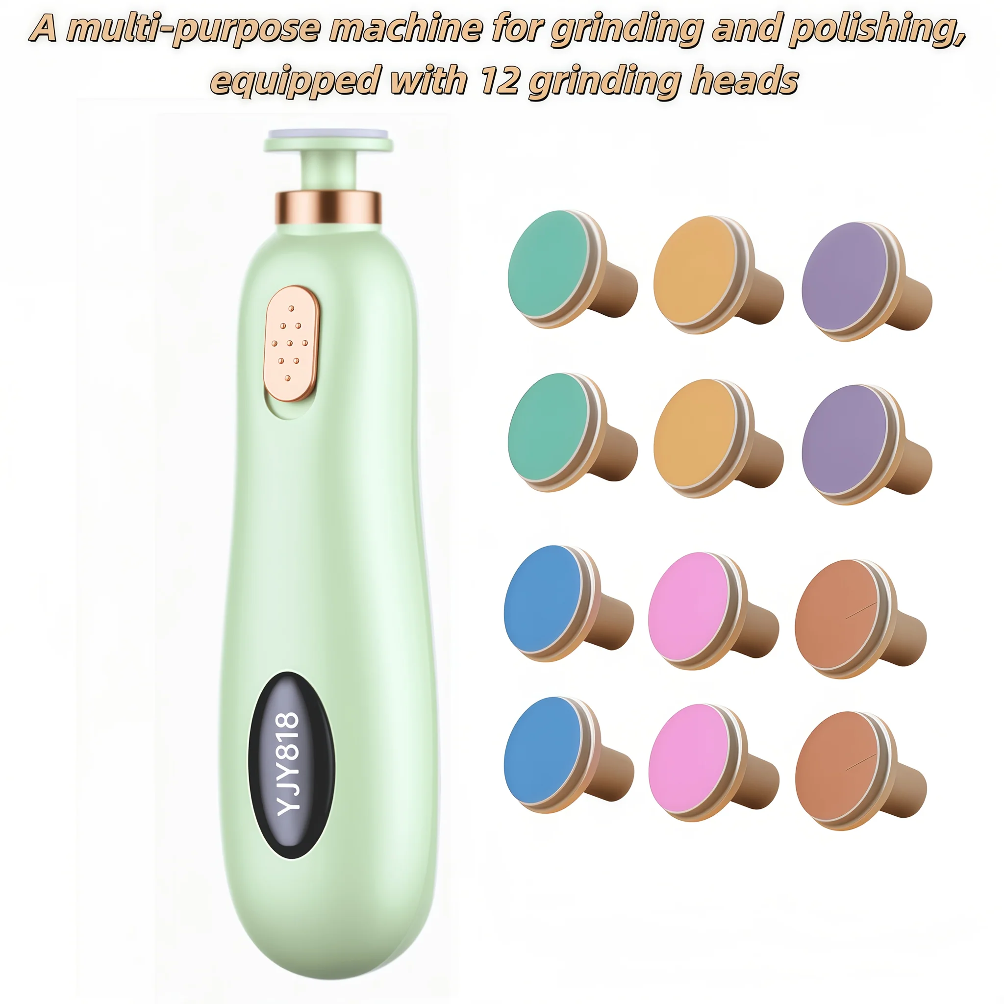 13-Piece Electric Nail Polishing and Trimming Kit with 12 Heads
