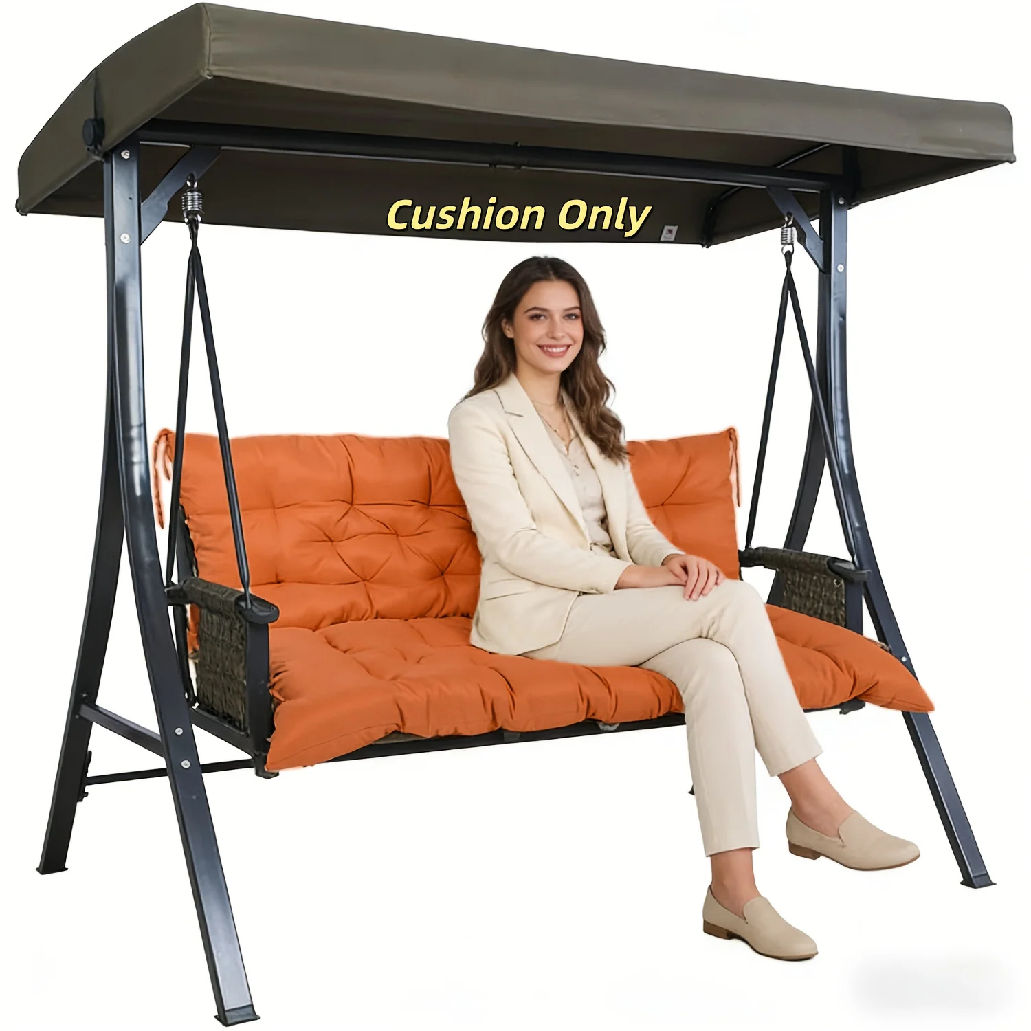 Replacement swing cushions, 4-inch thick waterproof bench cushions with back support for outdoor furniture
