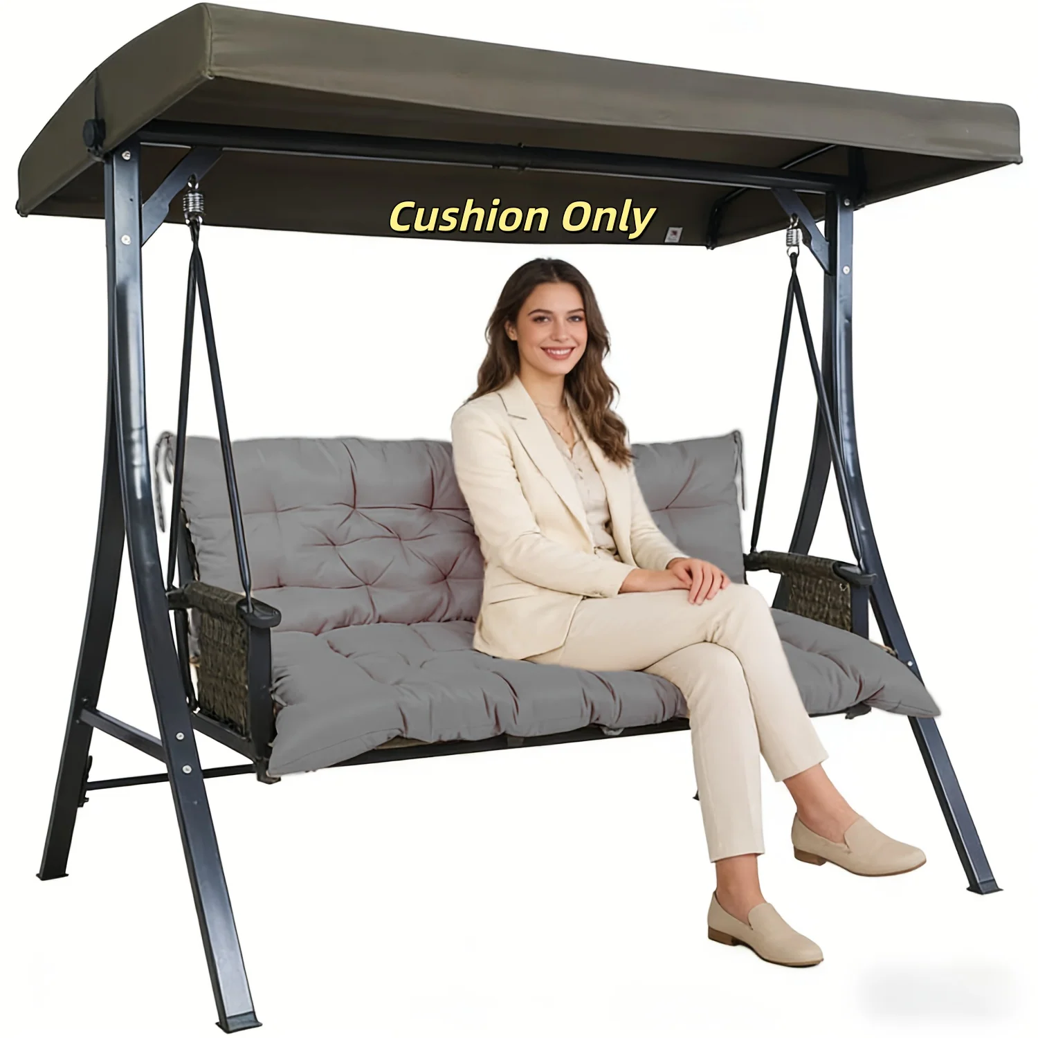 Replacement swing cushions, 4-inch thick waterproof bench cushions with back support for outdoor furniture