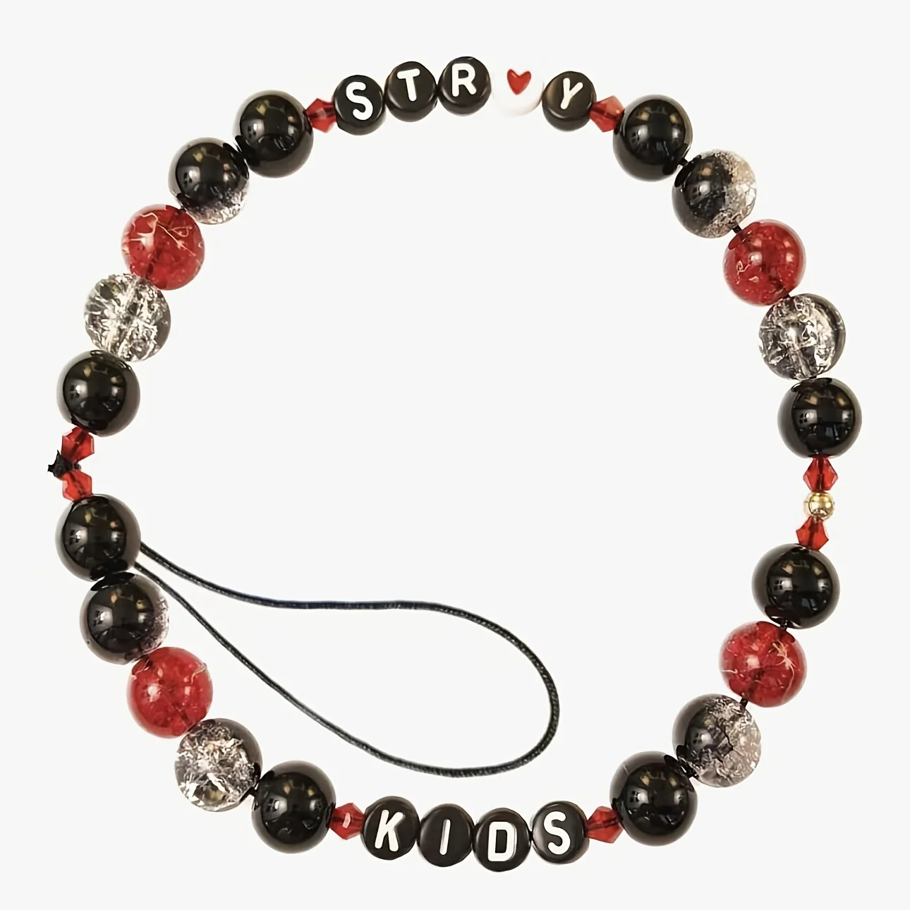 Beaded Phone Strap with Fan Design Patterns