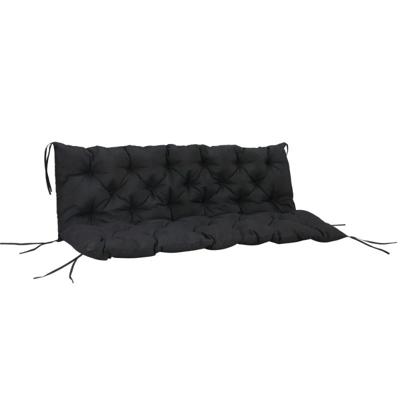 3-seater outdoor swing chair with tufted cushions and weather-resistant fabric