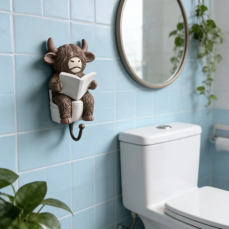 Highland cow wall hook for towels and robes in bathrooms or bedrooms