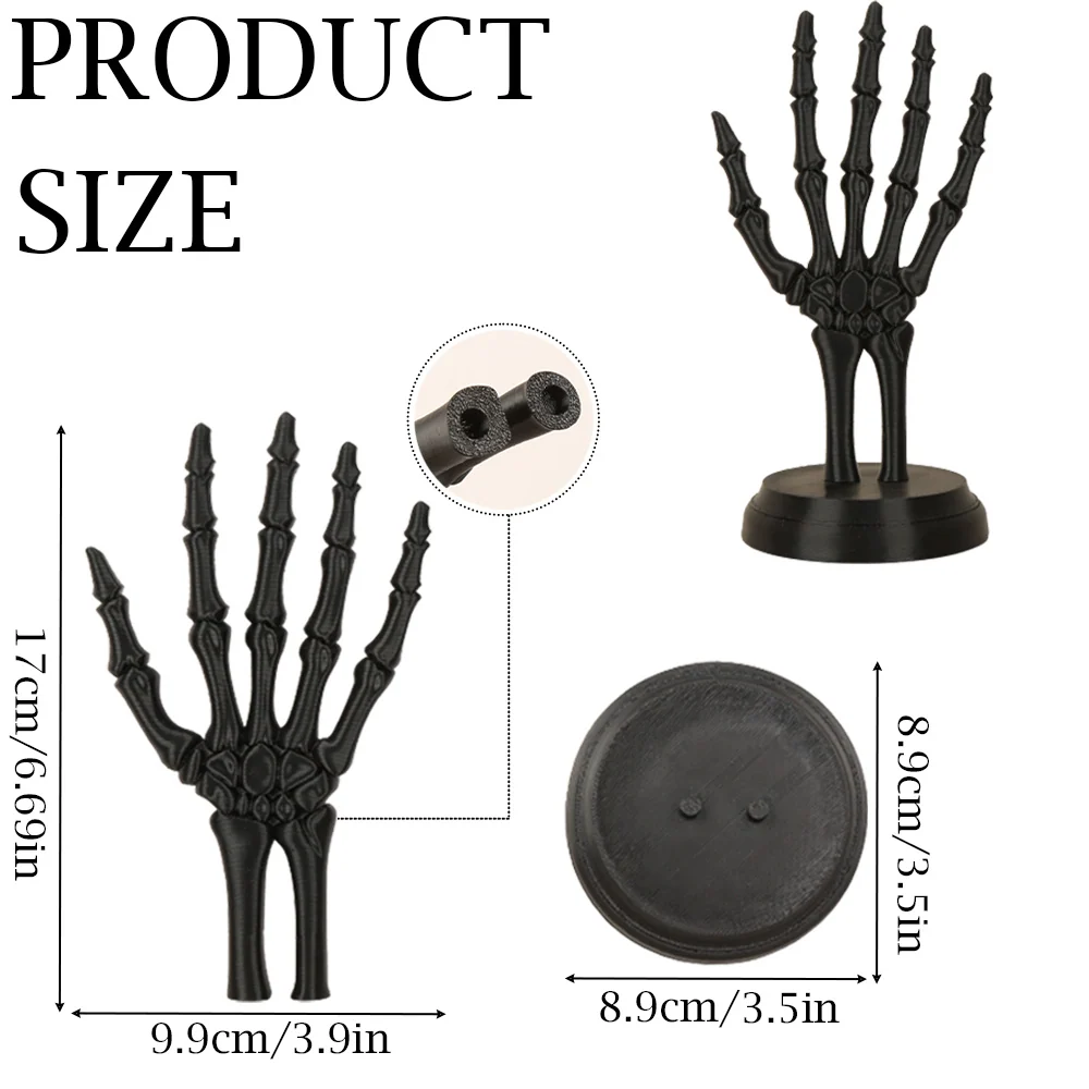 Gothic Skull Hand Jewelry Stand - Decorative Desktop Display for Rings and Necklaces