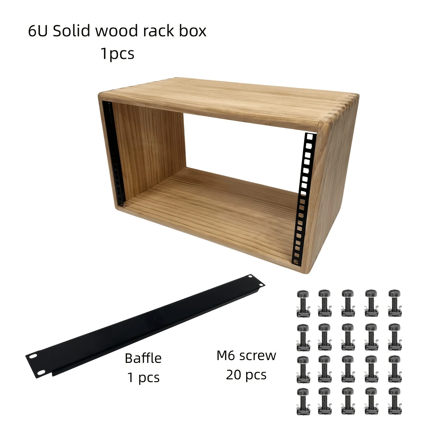 19‑Inch Solid Wood Rack Case – 6U Height, 11.8 Inches Depth, Suitable for Amplifiers, Receivers and Sequencers