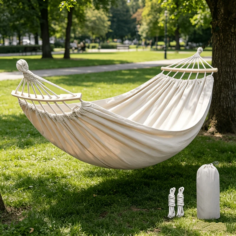 Portable Outdoor Hammock with Carry Bag and Support Poles – Upgraded Design