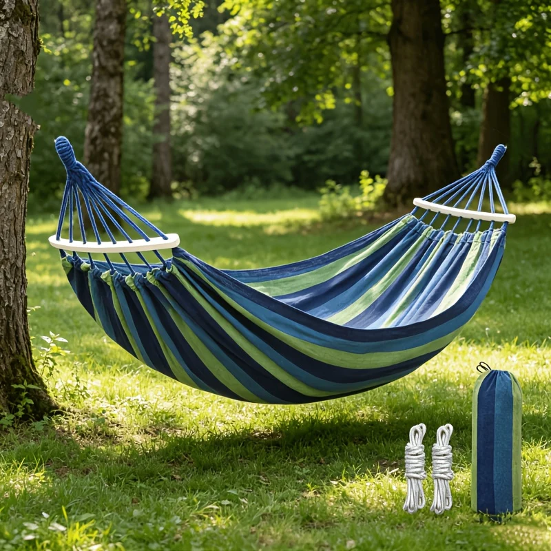 Portable Outdoor Hammock with Carry Bag and Support Poles – Upgraded Design