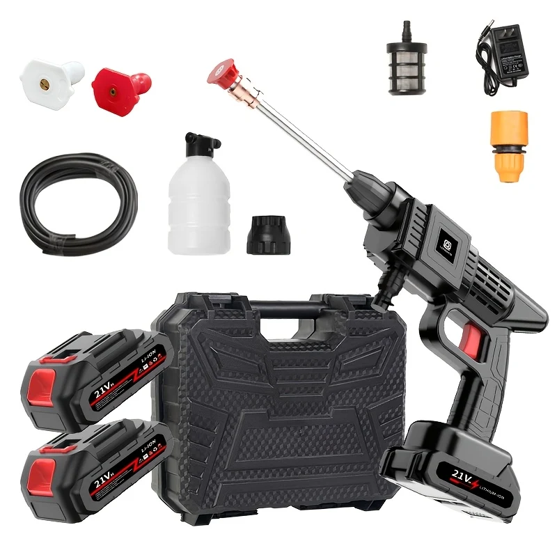 Cordless high-pressure cleaning machine with stainless steel foam nozzle