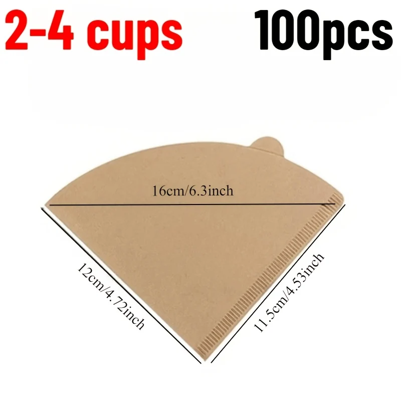 100‑Piece V‑Shaped & Fan‑Shaped Coffee Filter Paper – High Elasticity, High‑Definition Texture
