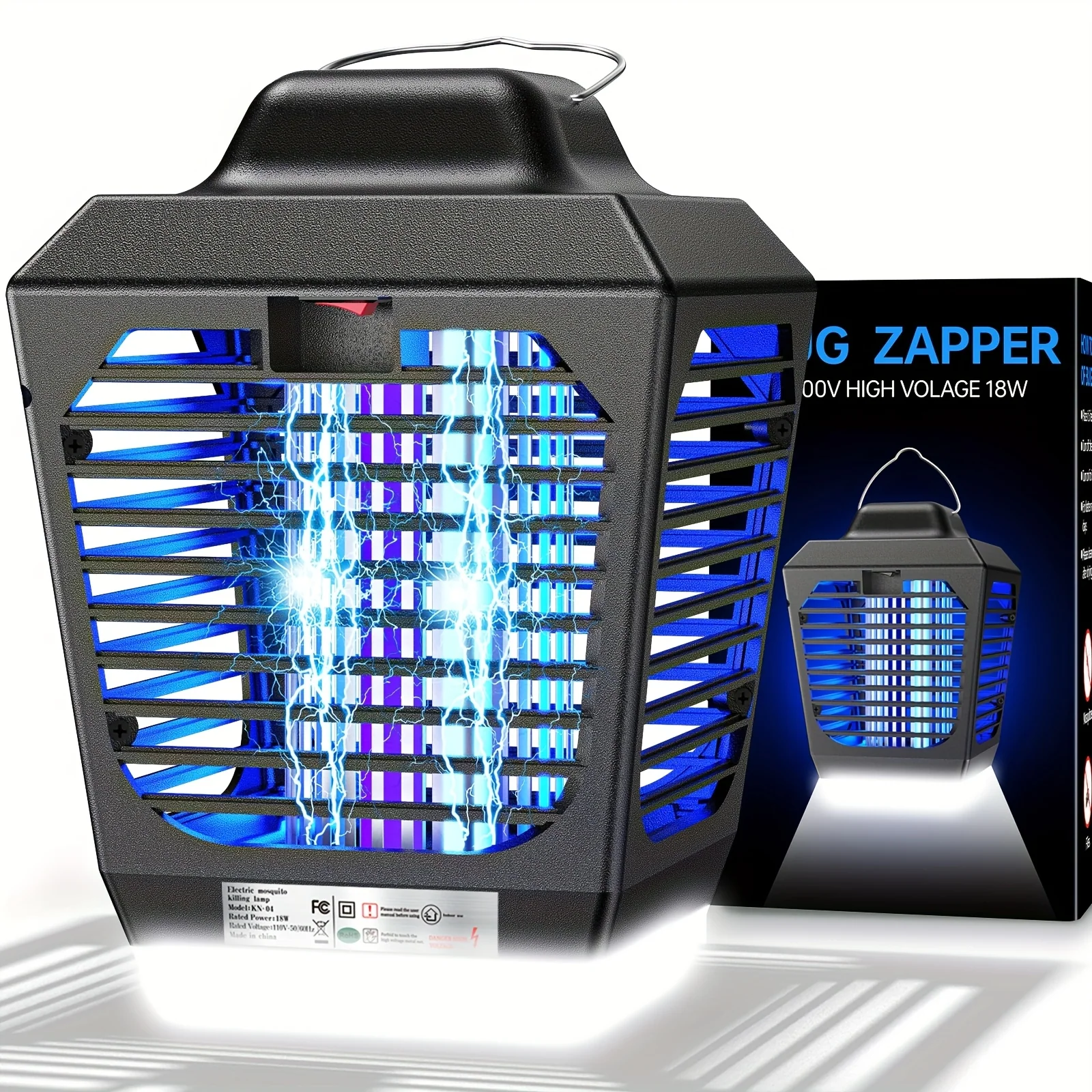 Electric bug zapper for indoor use with metal mesh protection