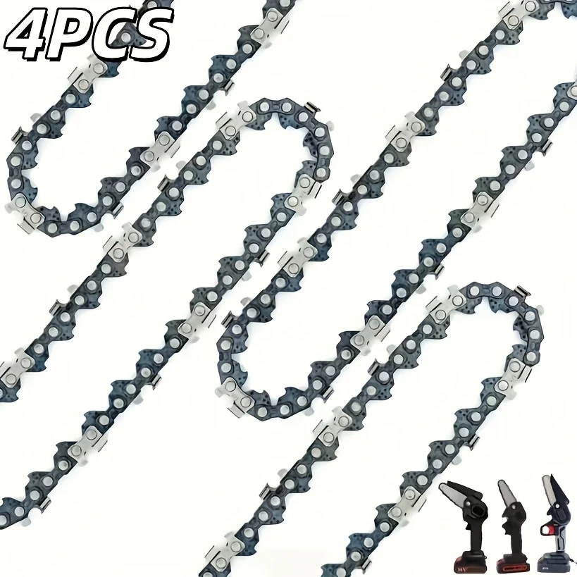 Set of 4 mini chainsaw chains, 4-inch 28-link replacement chains