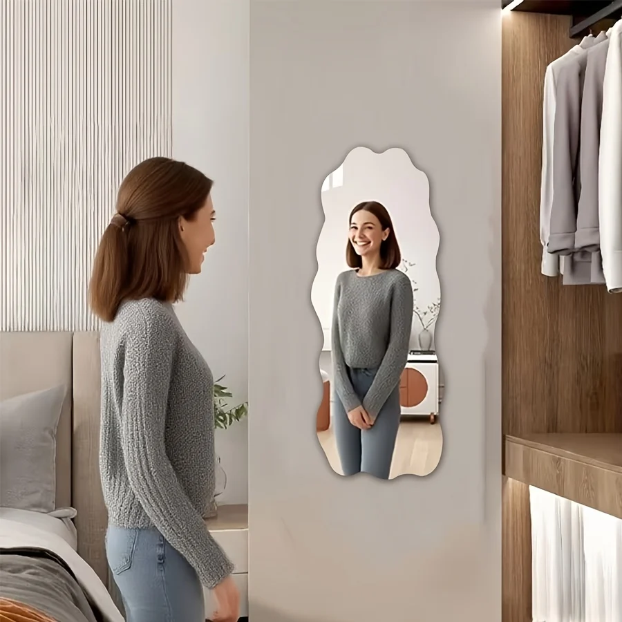Acrylic full-length mirror with self-adhesive backing