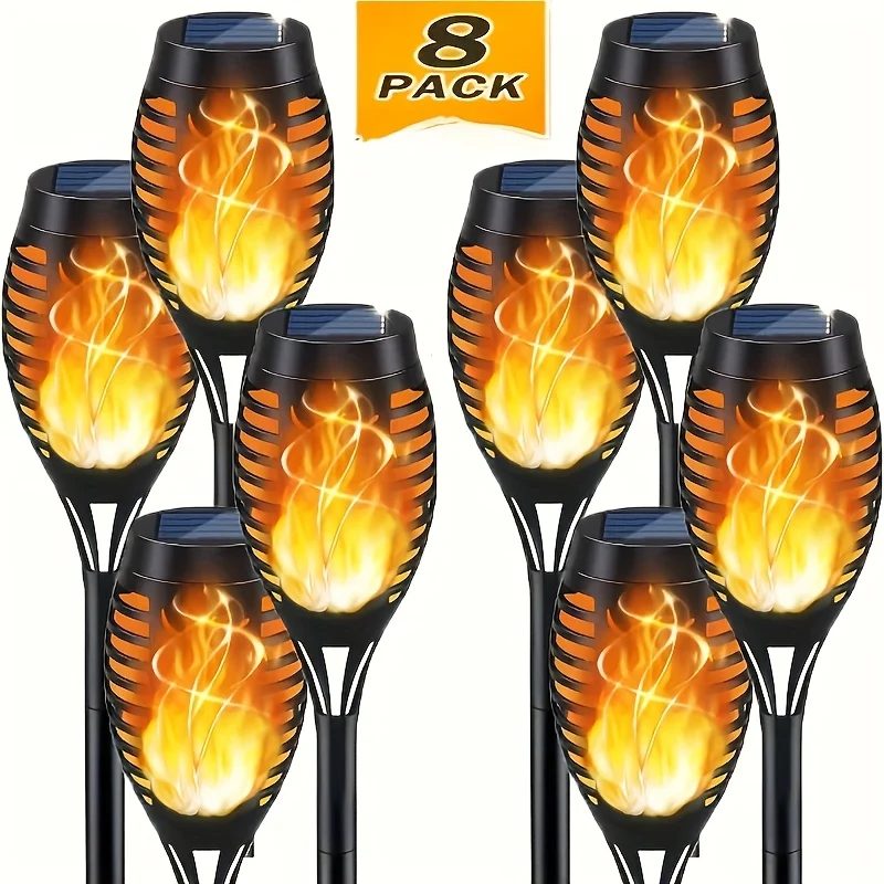 16-piece outdoor solar torch light set with smart flame effect